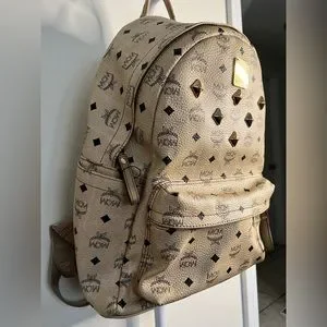 MCM creme large backpack MCM | Bags | Mcm Large Cream Leather Front Studded Backpack  main image 4
